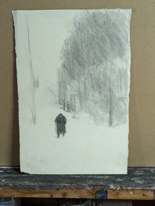 Walking in the snow - sketch